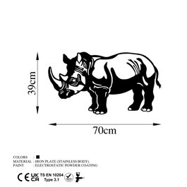Wallity Rhino Accesorio de Pared de Metal Decorativo Negro